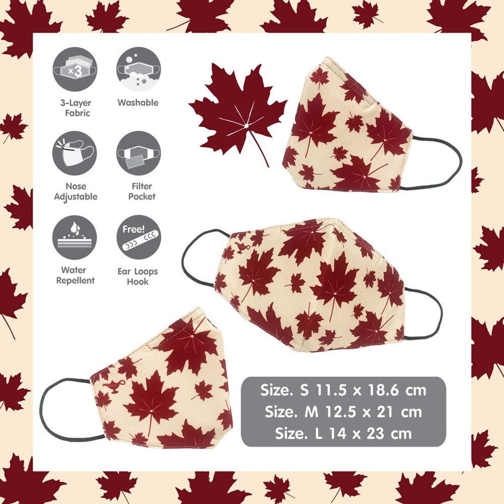 🍁 Fabric Face Mask, nose wire, water repellent